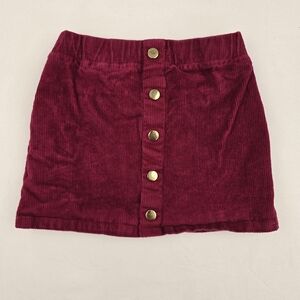 Isaac Mizrahi Burgundy Corduroy Skirt with Gold Buttons